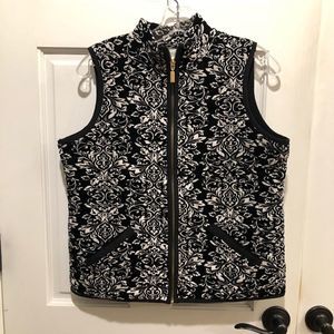 Charter Club. Black & White velvet paisley vest.